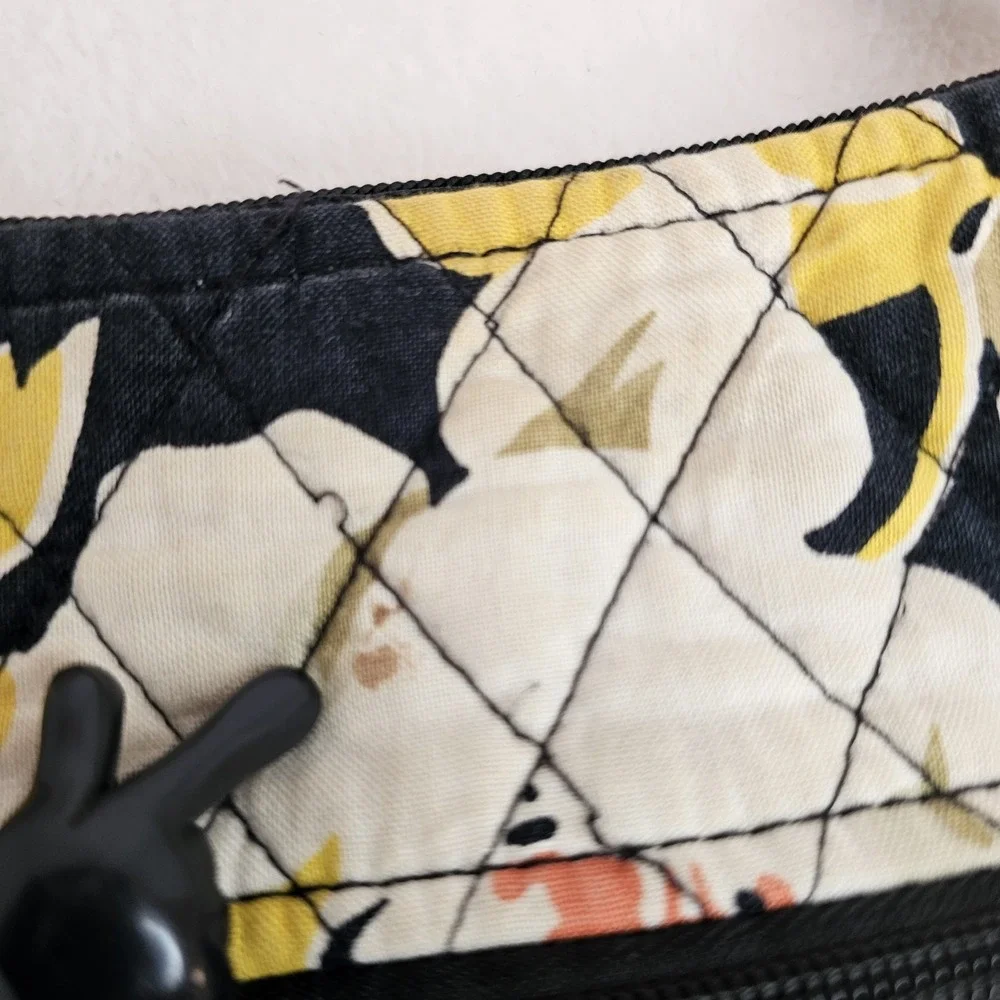 Vera Bradley Dogwood On The Go Hipster Crossbody Purse Bag Black Yellow White